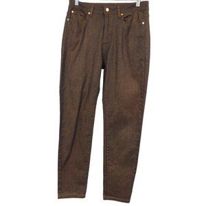 Soft Surroundings Copper Metallic Straight Leg Jeans High Waisted Stretch 8